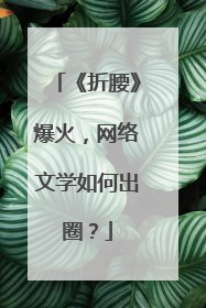 《折腰》爆火，网络文学如何出圈？