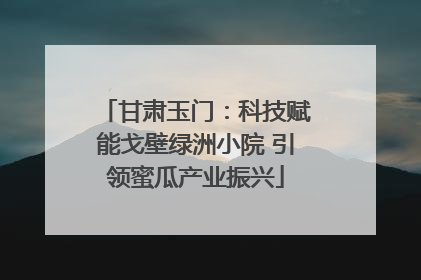 甘肃玉门：科技赋能戈壁绿洲小院 引领蜜瓜产业振兴