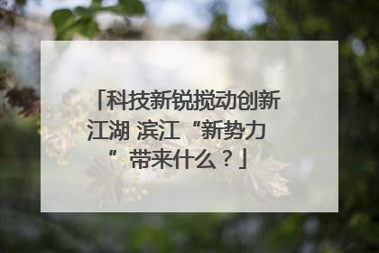 科技新锐搅动创新江湖 滨江“新势力”带来什么？