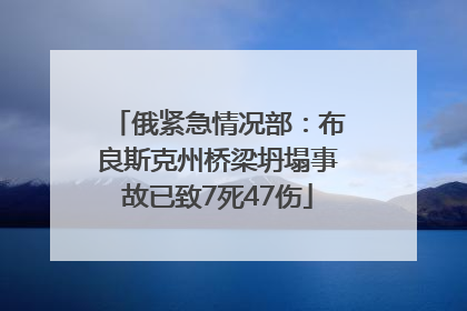 俄紧急情况部：布良斯克州桥梁坍塌事故已致7死47伤