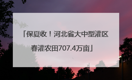 保夏收！河北省大中型灌区春灌农田707.4万亩