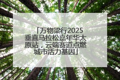 万物梁行2025垂直马拉松嘉年华太原站，云端赛道点燃城市活力基因