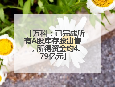 万科：已完成所有A股库存股出售，所得资金约4.79亿元
