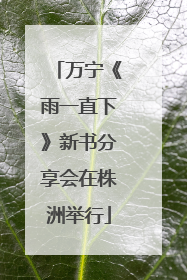 万宁《雨一直下》新书分享会在株洲举行