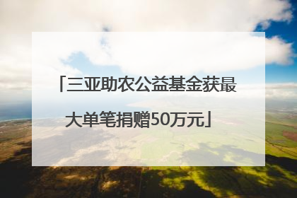 三亚助农公益基金获最大单笔捐赠50万元