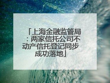 上海金融监管局：两家信托公司不动产信托登记同步成功落地