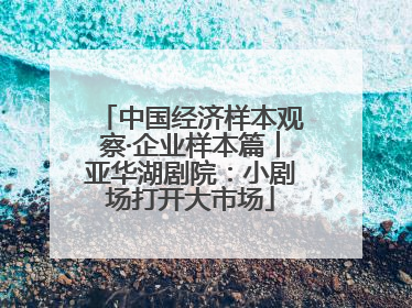中国经济样本观察·企业样本篇︱亚华湖剧院：小剧场打开大市场