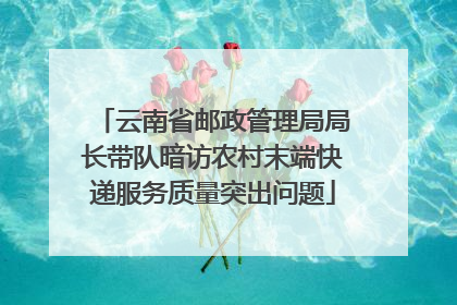 云南省邮政管理局局长带队暗访农村末端快递服务质量突出问题
