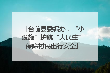 台前县委编办：“小设施”护航“大民生” 保障村民出行安全