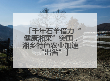 千年石羊借力“健康湘菜”突围，湘乡特色农业加速“出省”
