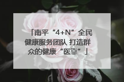 南平“4+N”全民健康服务团队 打造群众的健康“医靠”