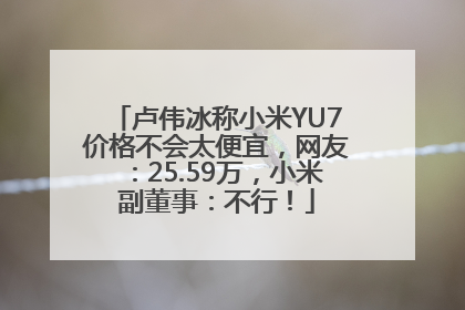 卢伟冰称小米YU7价格不会太便宜，网友：25.59万，小米副董事：不行！
