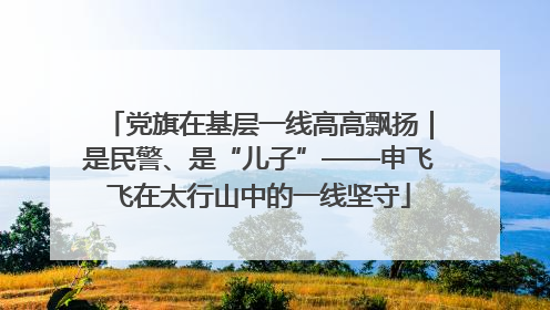 党旗在基层一线高高飘扬｜是民警、是“儿子”——申飞飞在太行山中的一线坚守