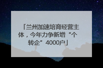 兰州加速培育经营主体，今年力争新增“个转企”4000户