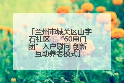 兰州市城关区山字石社区：“60串门团”入户慰问 创新互助养老模式