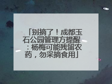 别摘了！成都玉石公园管理方提醒：杨梅可能残留农药，勿采摘食用