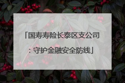 国寿寿险长泰区支公司：守护金融安全防线
