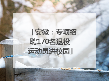 安徽：专项招聘170名退役运动员进校园