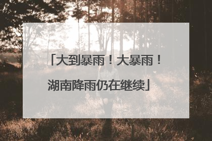 大到暴雨！大暴雨！湖南降雨仍在继续