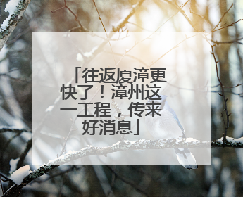 往返厦漳更快了！漳州这一工程，传来好消息