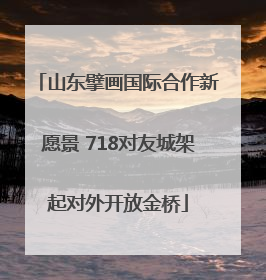 山东擘画国际合作新愿景 718对友城架起对外开放金桥