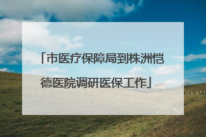 市医疗保障局到株洲恺德医院调研医保工作