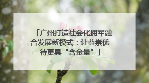 广州打造社会化拥军融合发展新模式：让尊崇优待更具“含金量”