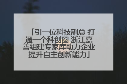 引一位科技副总 打通一个科创圈 浙江嘉善组建专家库助力企业提升自主创新能力