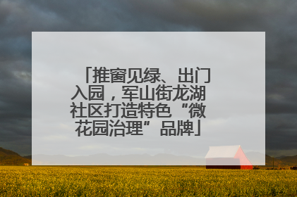 推窗见绿、出门入园，军山街龙湖社区打造特色“微花园治理”品牌