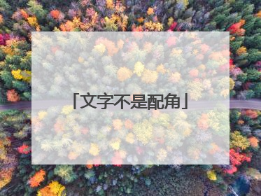 文字不是配角