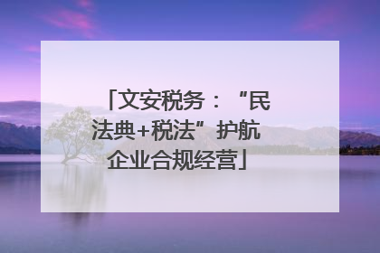 文安税务：“民法典+税法”护航企业合规经营
