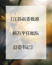 江苏省委批准：杨万平任如东县委书记