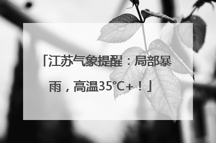 江苏气象提醒：局部暴雨，高温35℃+！