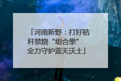 河南新野：打好秸秆禁烧“组合拳” 全力守护蓝天沃土