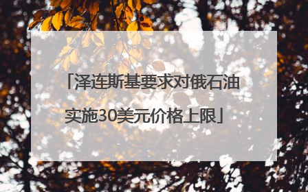 泽连斯基要求对俄石油实施30美元价格上限