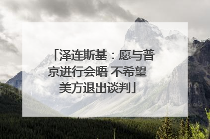 泽连斯基：愿与普京进行会晤 不希望美方退出谈判