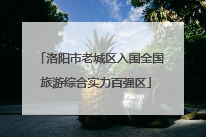 洛阳市老城区入围全国旅游综合实力百强区