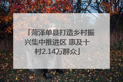 菏泽单县打造乡村振兴集中推进区 惠及十村2.14万群众