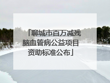 聊城市百万减残脑血管病公益项目资助标准公布