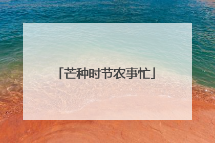 芒种时节农事忙
