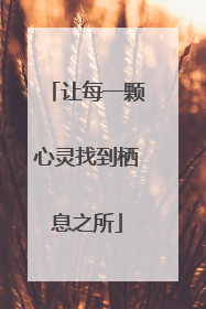让每一颗心灵找到栖息之所