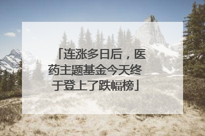 连涨多日后，医药主题基金今天终于登上了跌幅榜