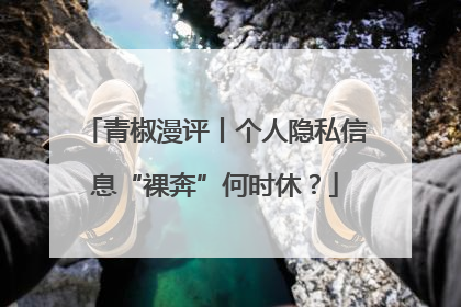 青椒漫评丨个人隐私信息“裸奔”何时休？