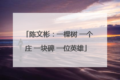 陈文彬：一棵树 一个庄 一块碑 一位英雄
