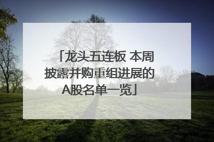 龙头五连板 本周披露并购重组进展的A股名单一览