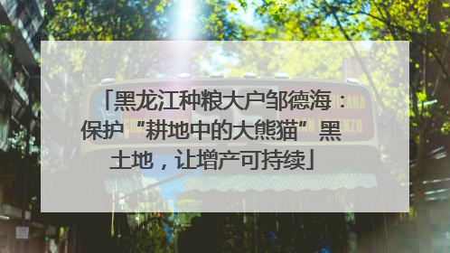 黑龙江种粮大户邹德海：保护“耕地中的大熊猫”黑土地，让增产可持续