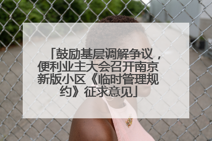 鼓励基层调解争议，便利业主大会召开南京新版小区《临时管理规约》征求意见
