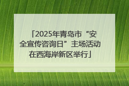 2025年青岛市“安全宣传咨询日”主场活动在西海岸新区举行